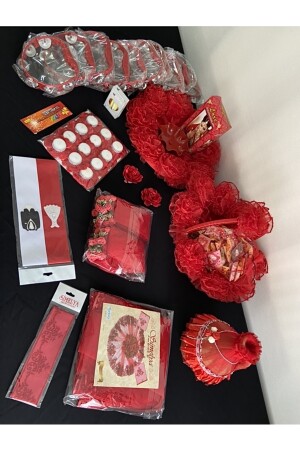 Red 174 Piece Luxury Henna Night Supplies Set - Zeymerade