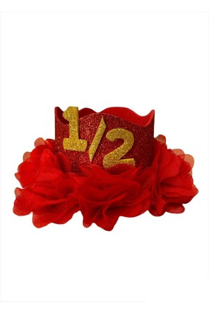 Red 6 Month Baby Henna Crown Half Age Crown - Miniko Butik