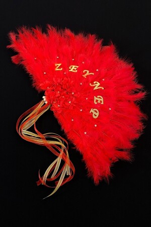 Red Bridal Fan - Bride To Be - Bachelorette Party - Henna Night - Wooden Feather Fan - Zeymerade
