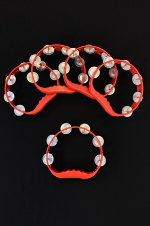 Red Bride Bridesmaid Tambourine - Henna Night Wedding Circumcision Tambourine with Bell 5 Pieces - Zeymerade