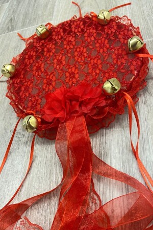 Red Bride Bridesmaid Tambourine with Lace 3d Ornament - Zeymerade
