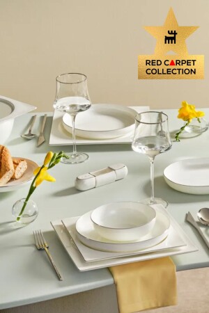 Red Carpet Collection Fine Pearl Extra Nish 62 Piece Dinner Set for 12 Persons Platinum 153. 03. 08. 4324 - Karaca
