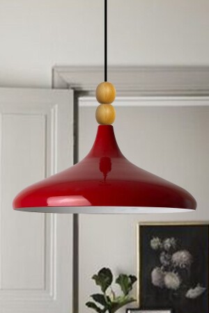 Red Champion Wooden Beaded Single Chandelier Pendant Lamp Living Room Kitchen Boutique Lamp Lighting Chandelier BMM2066WM2 - Bamyum
