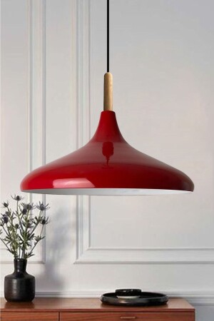 Red Champion Wooden Single Chandelier Pendant Lamp Living Room Kitchen Cafe Boutique Lamp Lighting Chandeliers BMM2066A - Bamyum