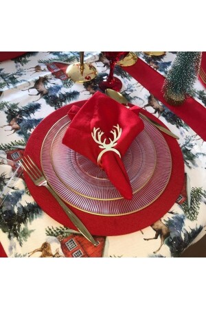 Red Cloth Napkin Set of 6 New Year Christmas New Year Tableware Aydpct01k - Ayd Home