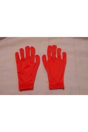 Red Color Children's (First Quality Polyester Fabric) Marching Band-Mime-Ceremony Gloves 9-12 Years Old - Toprak Eldiven