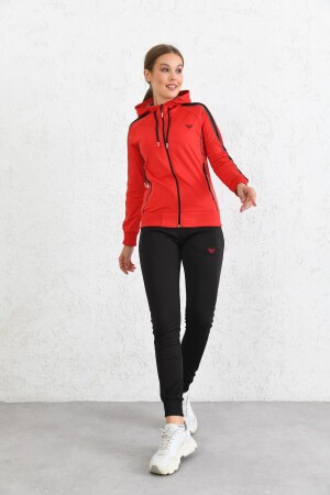 Red Diving Tracksuit Set with Garni Piping Detail on the Sleeve - Cramp Spor