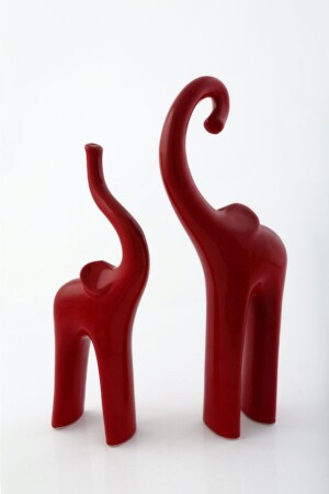 Red Double Elephant Figurine Ceramic Figurine Gift Office Figurine Home Decoration Decorative Figurine - Genel Markalar