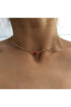 Red Enamel Mini Heart Necklace - Ok Roses