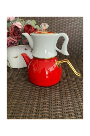 Red Enamel Porcelain Teapot EZM395 - Ezem