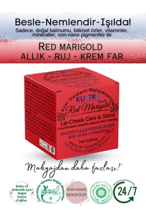 Red Marigold Moisturizing - Antioxidant Shine Balm (NATURAL INGREDIENT LIPSTICK-BLOUGHS-EYESHADOW) - Kuatra