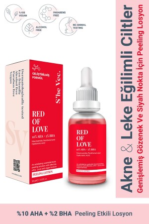 RED OF LOVE - AHA 10% & BHA 2% Revitalizing Skin Tone Equalizing Red Peeling Serum (30 ml) SH-2109 - SHE VEC