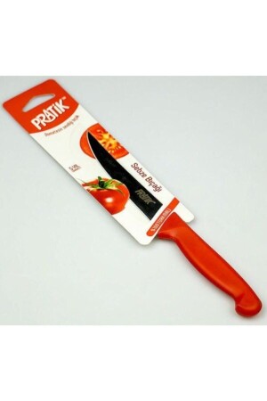 Red Plastic Handle Serrated Vegetable Knife 43014 - Pratik