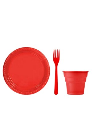 Red Plate Glass Fork Set 25 Pcs Round 22 cm PNK-099 - Pink Party Concept