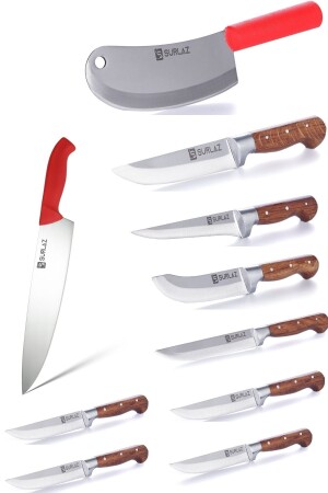 طباخ MNZ-Red 10 قطعة سكين المطبخ مجموعة GTR-2830 - SürLaz