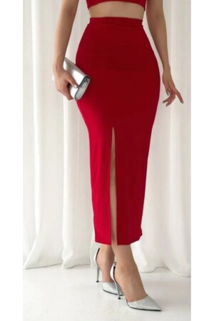 Red slit plus size skirt - Lion Collection