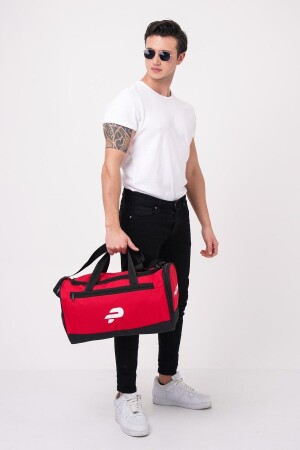 Red Sports-Fitness and Travel Bag with Shoe Compartment and Shoulder Strap - Puccon