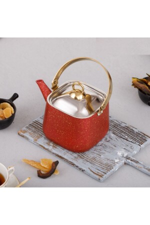 Red Square Herbal Tea Pot 2-25 lt - Tea Herbal Teapot Large Size 2-25 lt - Evren