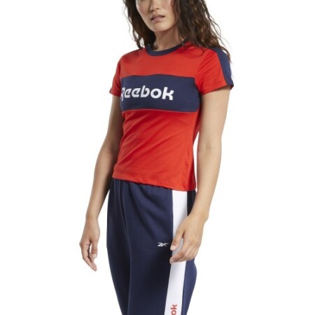 Reebok Kadın Bluz, Çizgisel Logo Detaylı, Kırmızı - Reebok