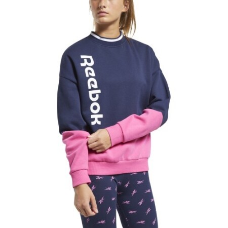 Reebok Women's Sweatshirt Te Linear Logo Crew Blue Pink - Reebok