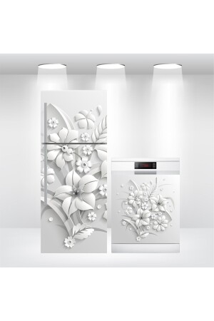 Refrigerator And Dishwasher Cover Foil Covering 3d Flower - Bigaimaj