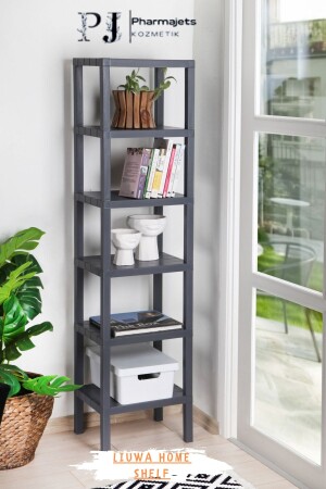 Regal, 6-stufiges Organizer-Regal, grau, Bücherregal, Badezimmer, Küchenregal. Schuhregal, Organizer 6OMBGBYZ - LIUWA