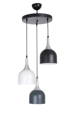 Reina Kitchen Living Room Gray Base White Anthracite Black Color 3-Piece Chandelier REE374 - Fer Avize