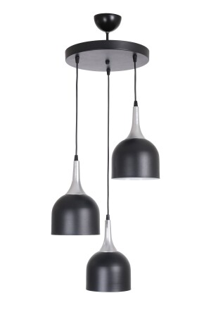 Reina Modern Design Kitchen Living Room Black Color 3-Piece Chandelier with Gray Base REE374 - Fer Avize