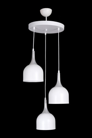Reina Modern Design Kitchen Living Room White Color 3-Piece Chandelier with Gray Base REE374 - Fer Avize