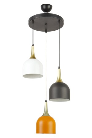 Reina Modern Design White - Black - Orange Color Living Room-kitchen-bedroom-cafe - 3-Piece Pendant Lamp Chandelier REINAGÜMÜŞİKİLİ - Modavize