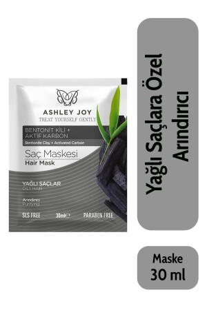 Reinigende Haarmaske mit Bentonit-Ton und Aktivkohle für fettiges Haar 30 ml - Ashley Joy