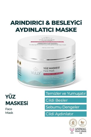 Reinigende, nährende, aufhellende Tonmaske für das Gesicht 150 ml (Hyaluronsäure – Avocadoöl) Aufhellende Tonmaske - VULLY