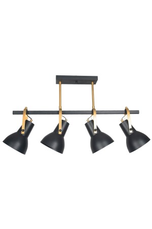 Relax Modern Metal Design Black Color Gold Detail Decorative Cafe-Kitchen Pendant Lamp Row of 4 Chandeliers RLX232 - Fer Avize
