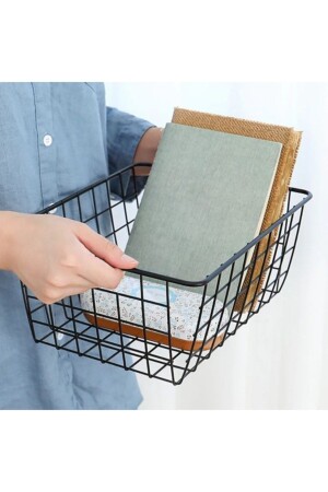 Relaxdays Tel Sepet Dikdörtgen Saklama Ve Organizer Izgara Metal Sepet, Siyah gd0205 - GO DEKOR