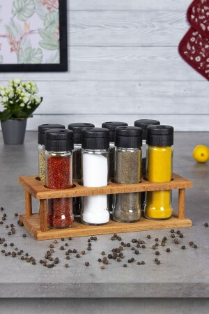 Rena 8-Piece Spice Set, 8-Piece Spice Set with Wooden Stand EtkaDizayn0023 - Genel Markalar