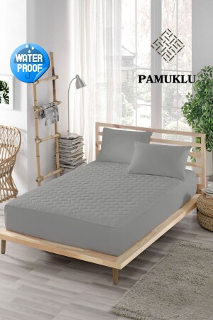 Renkli Alez Gri-sıvı Geçirmez-pamuk Kapitoneli Fitted-çift Kişilik-tek Kişilik-bebek Alezi ELYMKRKAPFIT00 - ELY PARKER