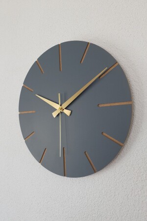 Replica - Decorative Special Design Wooden Handmade Wall Clock 34 X 34 Cm Minimalist Graffiti Gray BM-0000017 - BAN MOD