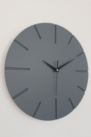 Replica - Decorative Special Design Wooden Handmade Wall Clock 34 X 34 Cm Minimalist Graffiti Gray BM-0000017 - BAN MOD