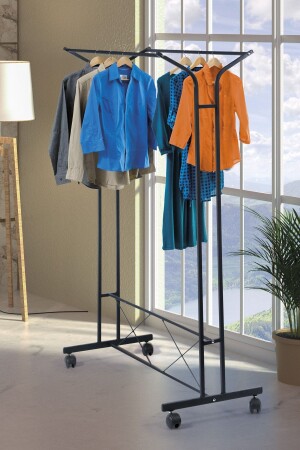 Retohome V Garment Footed Wheeled Hanger Black - Retodesign