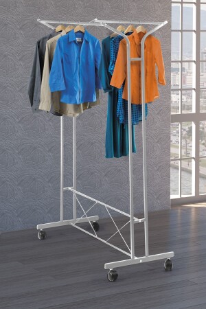 Retohome V Garment Footed Wheeled Hanger White 1830B - Retodesign