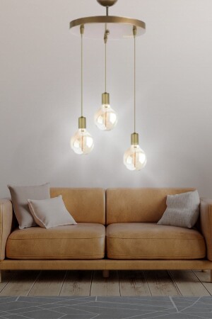 Retro 3-Piece Golden Luxury Pendant Lamp Chandelier - Bedroom - Living Room - Kitchen - Hall - Office 61651kami - TEKFA