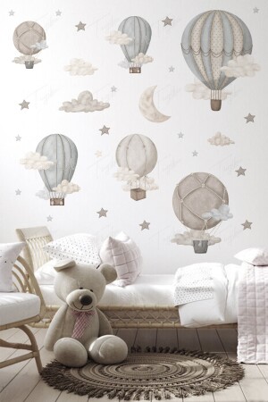 Retro Balloons Kids Room Wall Sticker Set - Boho Wall Sticker Set - Scandinavian Themed - Tugibu