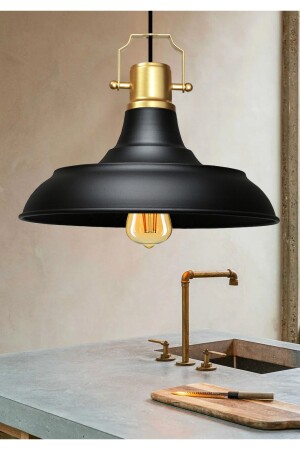 Retro Black Gold Top Detailed Pendant Lamp Cafe Restaurant Kitchen Entrance Living Room - Homing