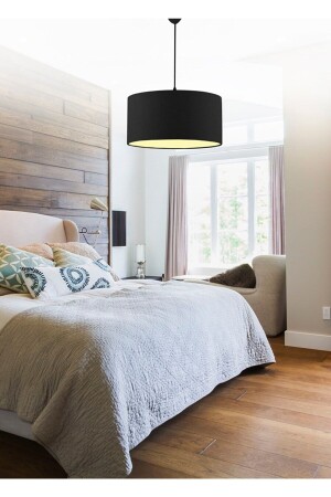 Retro Chandelier Fabric Head Diameter 30 Cm Black Pendant Lamp 6132 - Modamonline
