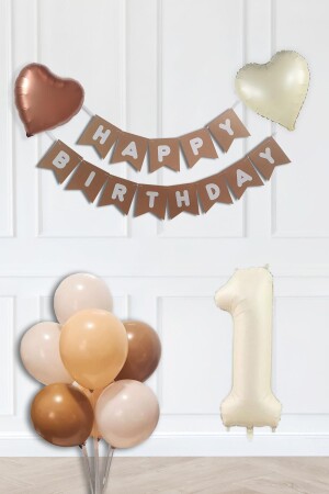 Retro-Farben-Geburtstagsparty-Set, Creme-Alter-Luftballons, Kraft-Banner-Ballonketten-Set - Pekshop