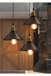 Retro Metal Siyah 3'lü Dekoratif Rustik Sarkıt Avize 30 cm RYS00064 - Rsylight