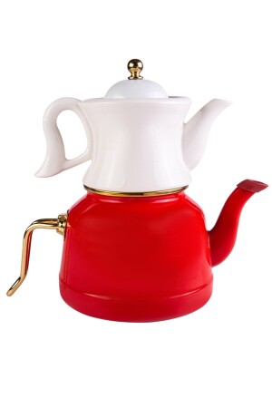 Retro Midi Enamel Porcelain Teapot Set Red 153. 03. 08. 1338 - Karaca