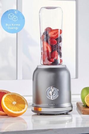 Retro Personal Personal Smoothie Blender Gray - Karaca