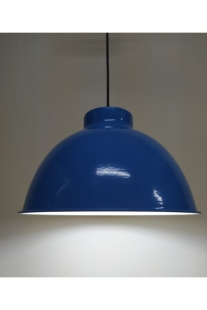 Retro Rustic Blue with White Interior Single Metal Pendant Lamp Chandelier for Cafe, Kitchen, Young Room RIO000434 - RİOLİGHT
