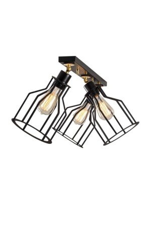 Retro Rustic Cage 3xe27 Metal Lampshade Chandelier RIO000544 - RİOLİGHT